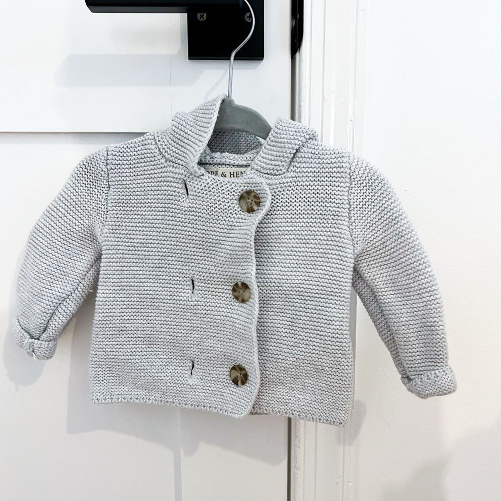 Hope & Henry Cozy Gray Knit Kids Cardigan